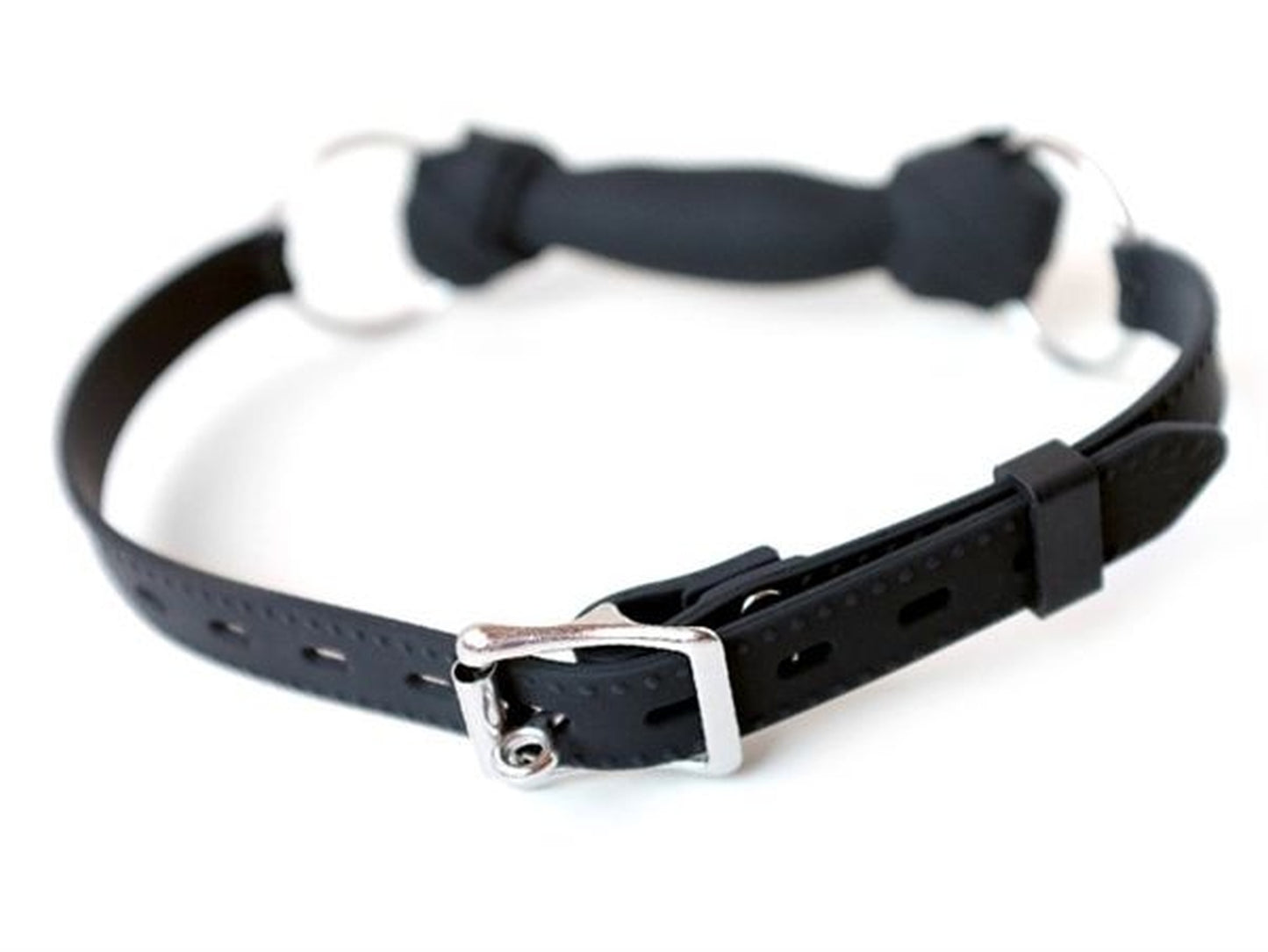 hunde knochen knebel bdsm von mister b aus premium silikon mit abschließbaren verschluss in schwarz von hinten in der groeße verstellbar fuer doggy play und puppy play als gay spielzeug fuer welpen und ausgewachsene hunde spiele