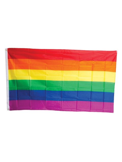 regenbogenfahne lgbt von mister b vor weisser wand das zeichen der queeren community